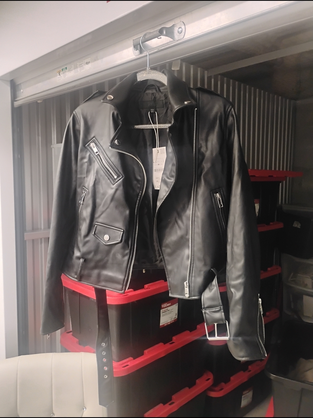 Zara Black Faux Leather Biker Jacket - Picture 7 of 8